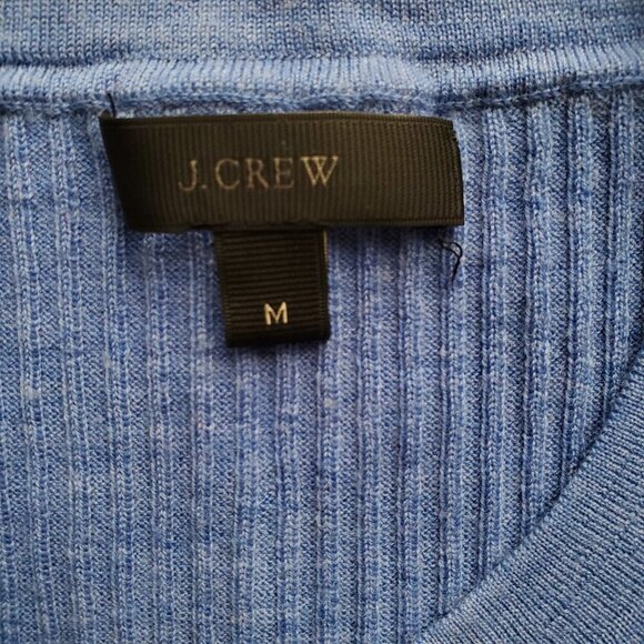 J. Crew Blue Thin Lightweight Cashmere Ribbed Sweater Great Base Layer Size M - Picture 6 of 10